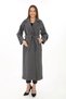 Marchè Bien Women's Long Cashmere Coat Wool Woven Cashmere Double-Breasted Collar Belted Lined Hijab - Smoked - 5