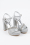 Lulas cross strap platform women's evening heels - silver glitter - 2