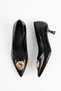Tunser low heel women's stiletto black patent leather with front buckle - 5