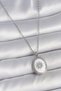 316L Steel Silver Color White Enamel Sun Engraved Evil Eye Bead Detail Medallion Model Women's Necklace