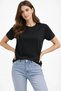 Women's Crew Neck Summer Short Sleeve Plain T-Shirt Regular Fit T-Shirt - Black - 3