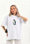 Women's T-Shirt Penguin Printed Crew Neck Short Sleeve Summer T-Shirt - White