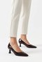 Tokes front stitched buckled women's low heeled stiletto coffee wrinkled