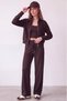 Women's Modal Fabric Stand Collar Zippered Long Sleeve Modal Two-Piece Set - 3