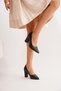 Sertes flat dova high heeled women's shoes black leather - 3