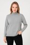 Marchè Bien Women's Half-Throat Knitwear Soft Textured Cotton Long Sleeve Sweater - Gray