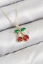 Brass Zircon Stone Cherry Model Gold Color Women's Necklace