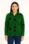 Marchè Bien Women's Half Zipper Patterned Fleece Sweatshirt Tribal Ethnic Pattern Collared Long Sleeve - Green