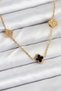 316L Steel Chain Gold Color Black and Zircon Stone Baby Boy Clover Women's Necklace