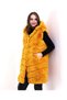 Women's Hooded Plush Fur Vest Premium Quality Fully Lined Long Model - Yellow - 6
