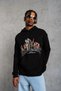 Men's Hooded Sweatshirt with Kangaroo Pocket, 3 Thread Cotton Printed Hoodie - Black - 4