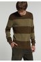 Regular Fit Round Neck Striped Men's Brown Sweater