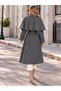 Women's Hijab-Friendly Lined Long Wide Fit Trench Coat with Detachable Cape Belted Water Repellent Micro Fabric - 6