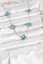 316L Steel Chain Gold Ice Blue Color Clover Necklace - 2