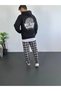 Marchè Bien Men's Hooded Sweatshirt with Kangaroo Pocket, 3 Thread Cotton Printed Hoodie - Black - 2