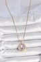 316L Steel Gold Color Chain Purple Flower Embroidered Pearl Detail Portrait Model Women's Necklace - 2