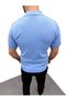 Men's Summer Knitwear Hair Knit T-Shirt Short Sleeve Polo Collar Zippered T-Shirt - Baby Blue - 2