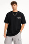 Men's Short Sleeve Summer T-Shirt Crew Neck Printed Oversize T-Shirt - Black