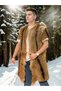 Marchè Bien Erkek Premium Natural Fur Leather Sleeveless Long Vest - Coffee - 4