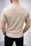 Men's Summer Knitwear Woven T-Shirt Short Sleeve Crew Neck Knitted Patterned T-Shirt - Beige - 2