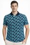 Marchè Bien Men's Pique Fabric Polo Collar Palm Pattern T-Shirt Short Sleeve Summer T-Shirt - Turquoise - 2