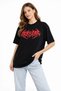 Marchè Bien Women's Short Sleeve Summer T-Shirt Crew Neck Printed Oversize T-Shirt - Black - 3