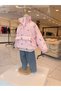 Girl's Cotton Patterned Pink Half-Zip Jacket - 2
