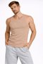 Marchè Bien Men's Sport Slimfit Ribbed Camisole with Back Print Undershirt Set of 2 Brown-White - 5