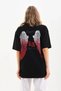 Marchè Bien Women's Printed T-Shirt Short Sleeve Crew Neck Oversize T-Shirt - Black - 2