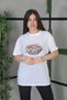 Marchè Bien Women's Short Sleeve Summer T-Shirt Crew Neck Printed Oversize T-Shirt - White