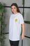 Women's Crew Neck Printed Short Sleeve Oversized T-Shirt - White - 2