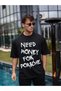 Men's T-Shirt Crew Neck Printed Short Sleeve Oversize T-Shirt - Black