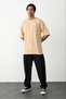 Marchè Bien Men's T-Shirt Plain Basic Combed Cotton Summer Crew Neck Short Sleeve T-Shirt - Beige - 3