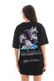 Women's Printed T-Shirt Short Sleeve Crew Neck Oversized Relaxed Fit Casual T-Shirt - Black - 4