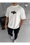 Men's Short Sleeve Summer T-Shirt Crew Neck Printed Oversize T-Shirt - White - 2