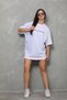 Women's Printed T-Shirt Short Sleeve Crew Neck Oversized Relaxed Fit Casual T-Shirt - White - 4