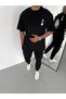 Men's Printed T-Shirt Short Sleeve Crew Neck Regular Fit Comfortable Fit Casual T-Shirt - Black