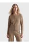 Lcw Vision Beige Combed Cotton Plain Women's Cardigan with Nevavm Difference