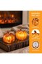 2Pcs Mini Halloween Pumpkin Lantern Battery Operated. Light up Pumpkin Table Lamp with LED Light for Halloween Indoor Outdoor Tabletop Decorations Props - 4