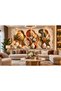 Luxurious Gold Marble Patterned 3D Floral Vase Decorative Wall Painting – Modern Living Room and Office Decoration