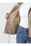 Nevavm Lcw Modest Beige Gathered Suede Look Women's Jacket with a Difference - 4