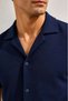 Marchè Bien Men's 2-Piece Crepe Fabric Pocket Shirt Shorts Set Short Sleeve Lace-Up - Navy Blue & Smoked - 6