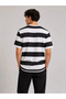 Marchè Bien Men's Striped Oversize T-Shirt Crew Neck Short Sleeve Summer T-Shirt - Black - 2