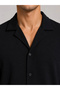 Marchè Bien Men's 2-Piece Crepe Fabric Pocket Shirt Shorts Set Short Sleeve Lace-Up - Black & White - 6