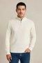 Men's Half Zipper Knitwear Sweater Thessaloniki Knit Stand Collar Cotton Woven Regular Fit - White - 3