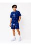 Marchè Bien Men's Oversize Kalıp Pubg Bape X Shark Embroidered Pocket Shorts Set - Blue - 3