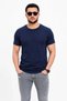 Marchè Bien Men's Basic T-Shirt Crew Neck Short Sleeve Casual Summer Slim Fit T-Shirt - Navy Blue - 2