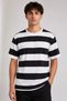 Marchè Bien Men's Striped Oversize T-Shirt Crew Neck Short Sleeve Summer T-Shirt - Black - 3