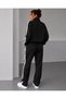 Marchè Bien Women's Scuba Fabric Oversize Stripe Detailed Zippered Top and Bottom Tracksuit Set - Black - 3