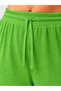 Women's Oversized Wrinkled Fabric Elastic Waist Lace-Up Wide Leg Palazzo Trousers - Green - 2